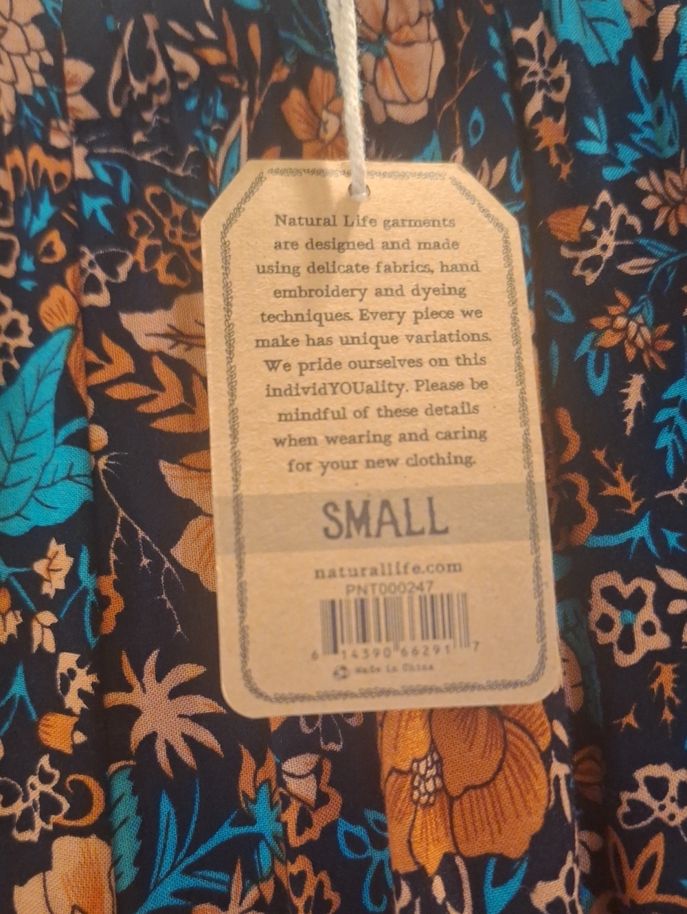 natural life Navy Floral full legged flounce leg pant w teal, paprika floral - Picture 6 of 7
